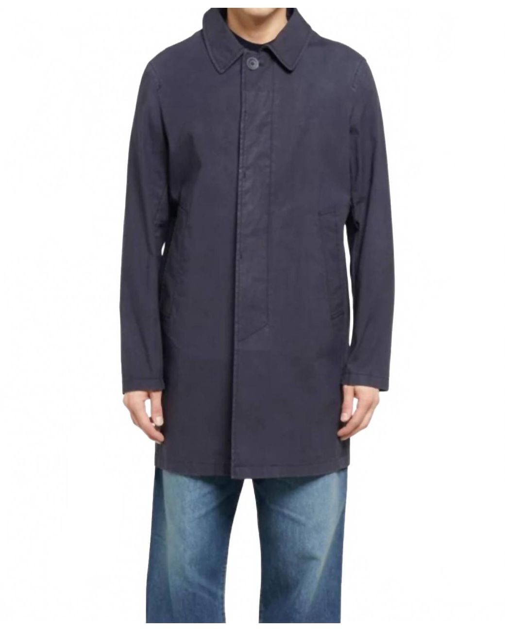 Herno Blue Concealed Front Coat for men