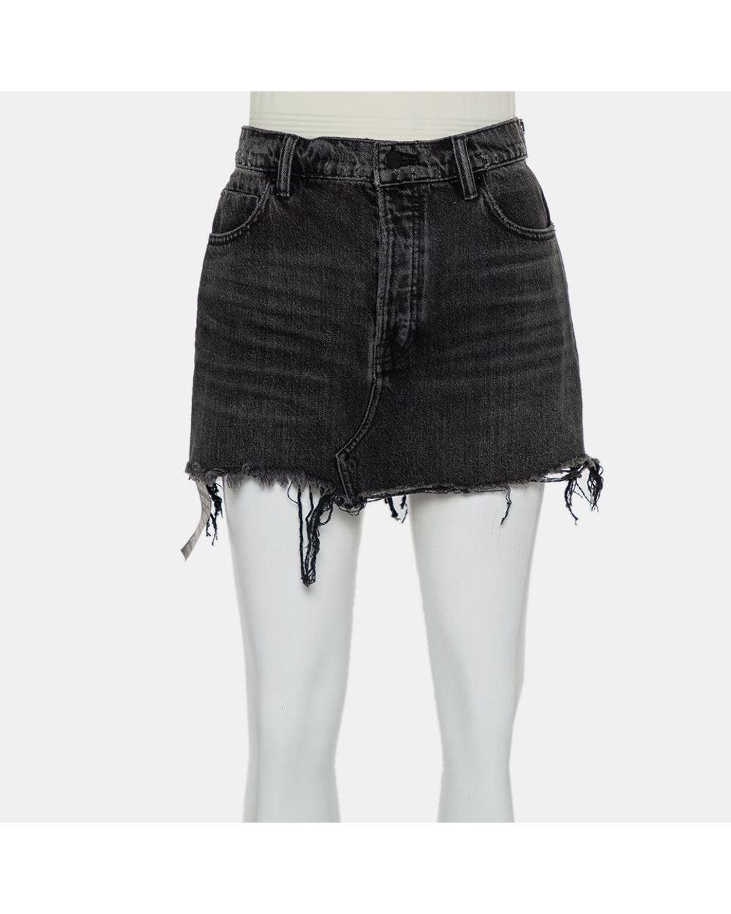 Alexander Wang Denim Charcoal Denim Distressed Frayed Hem Mini Skirt M ...