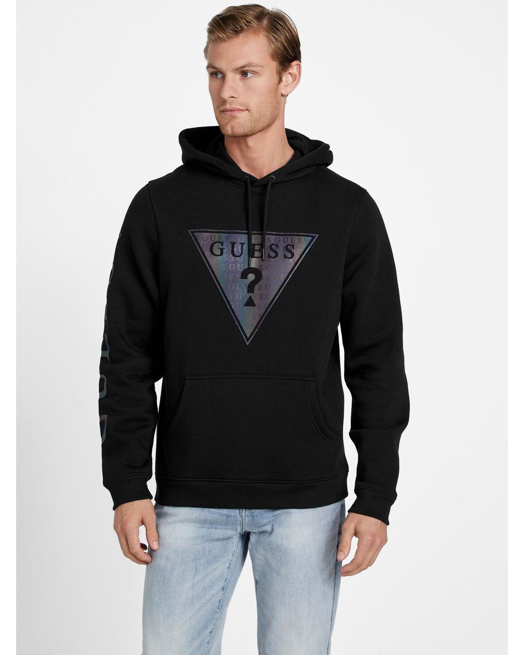 Guess Factory Trent Logo Hoodie in Black for Men | Lyst