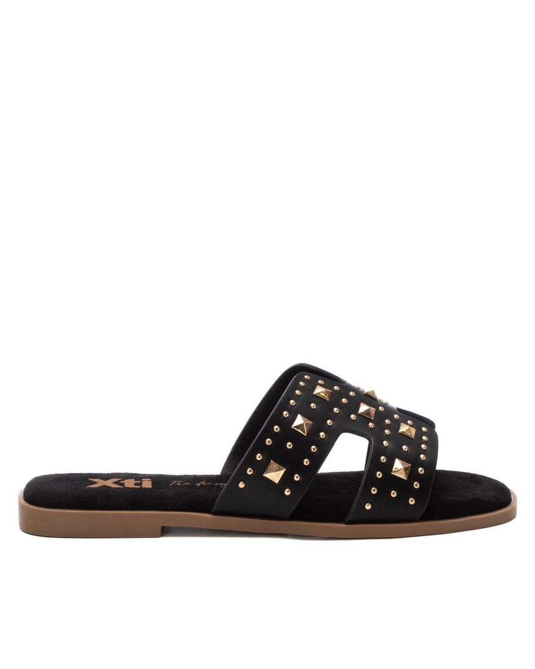 Xti Black Flat Sandals By
