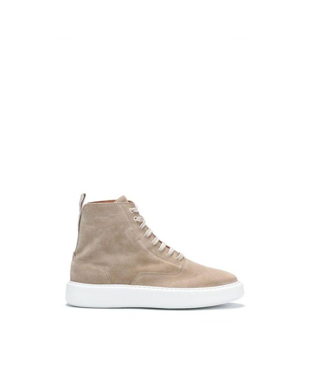 HUGO Boss - Half Boots In Suede With Logo Details in Natural for Men | Lyst