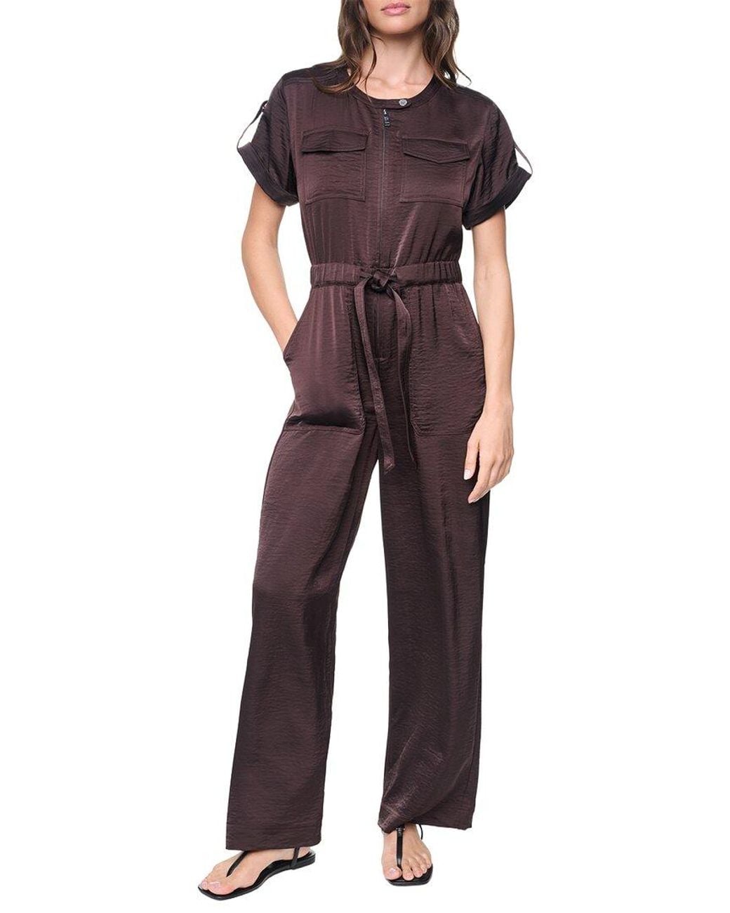 DKNY Red Roll Tab Contrast Jumpsuit
