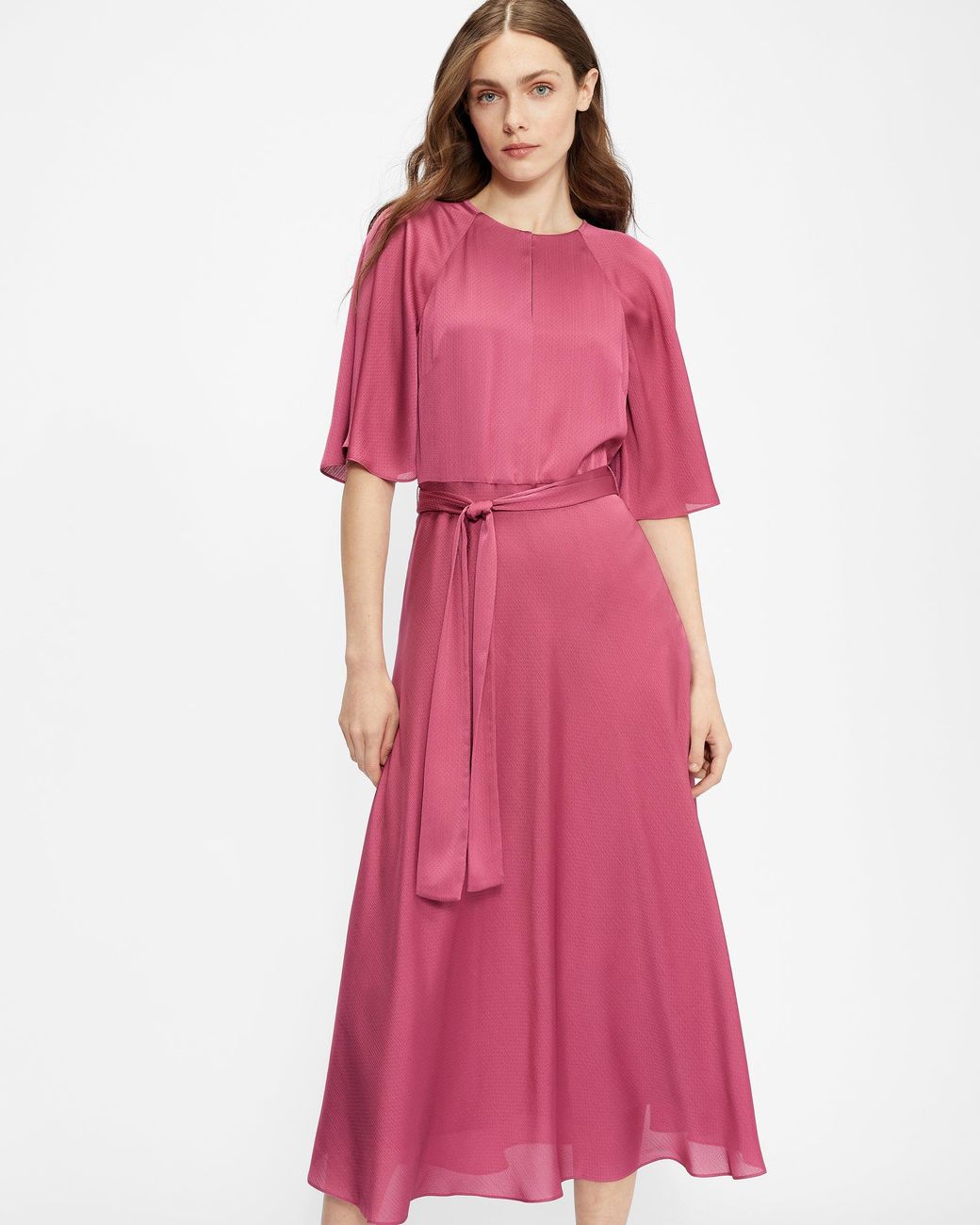 Ted Baker Hariiet Raglan Sleeve Tea Midi Dress in Dusky-Pink (Pink) | Lyst