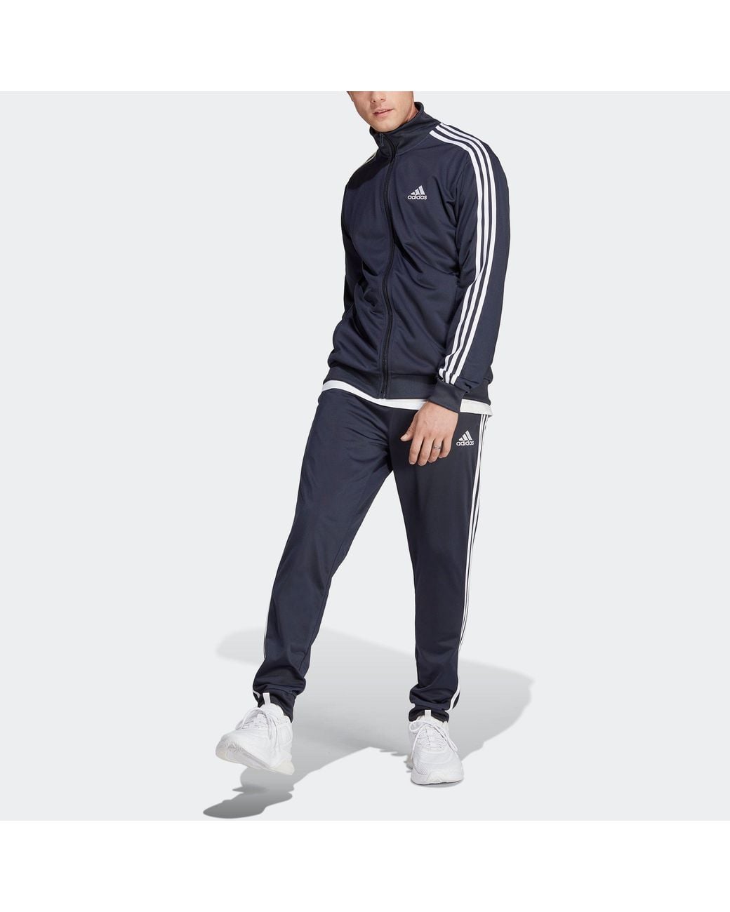 Adidas Blue Basic 3-Stripes Tricot Track Suit for men