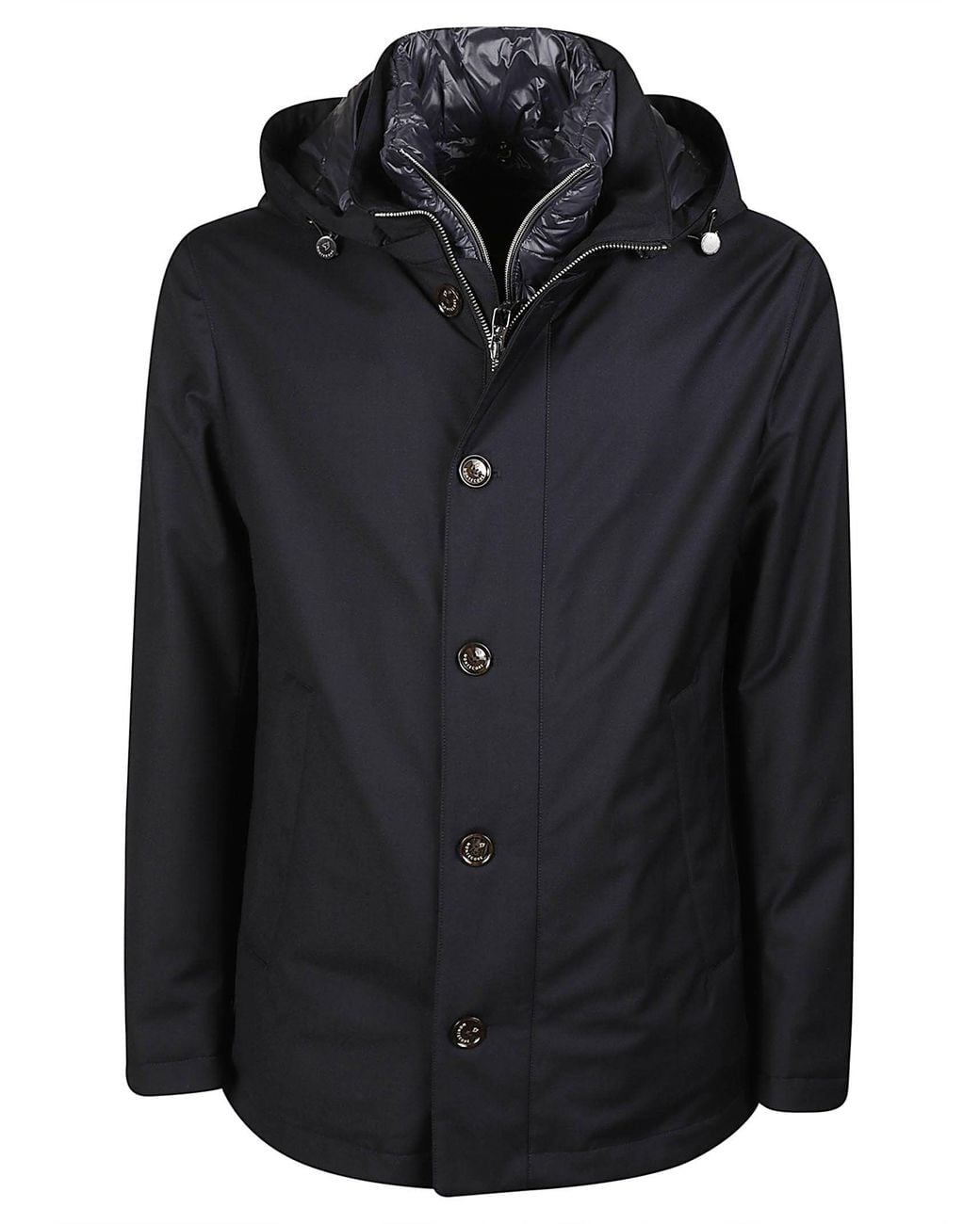Montecore Black Matte Hooded Quilted Virgin Wool Down Jacket for men