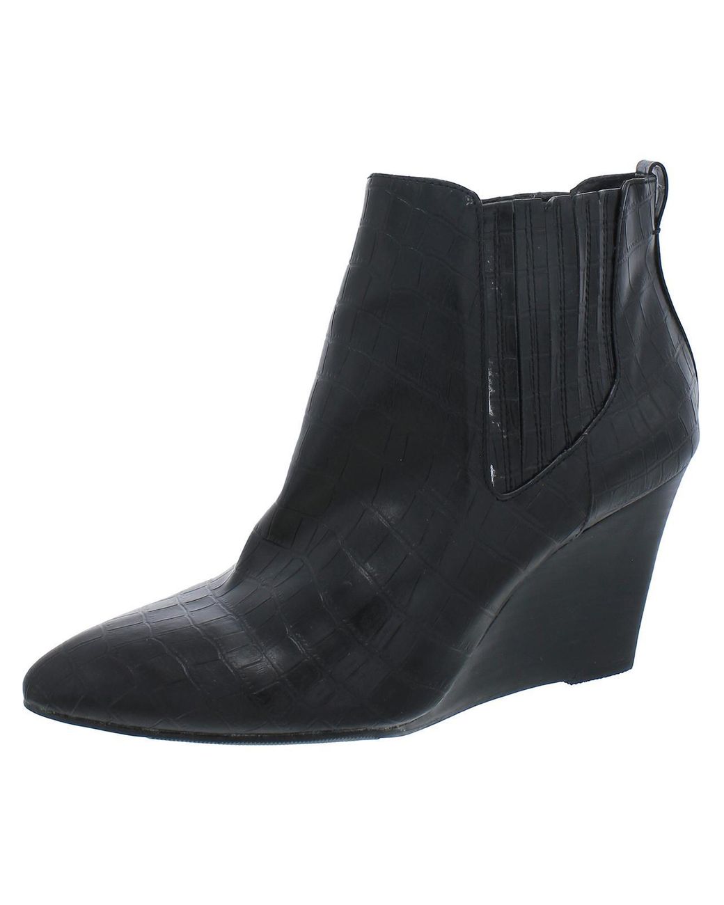 Report William Snake Print Slip On Wedge Boots in Black Lyst