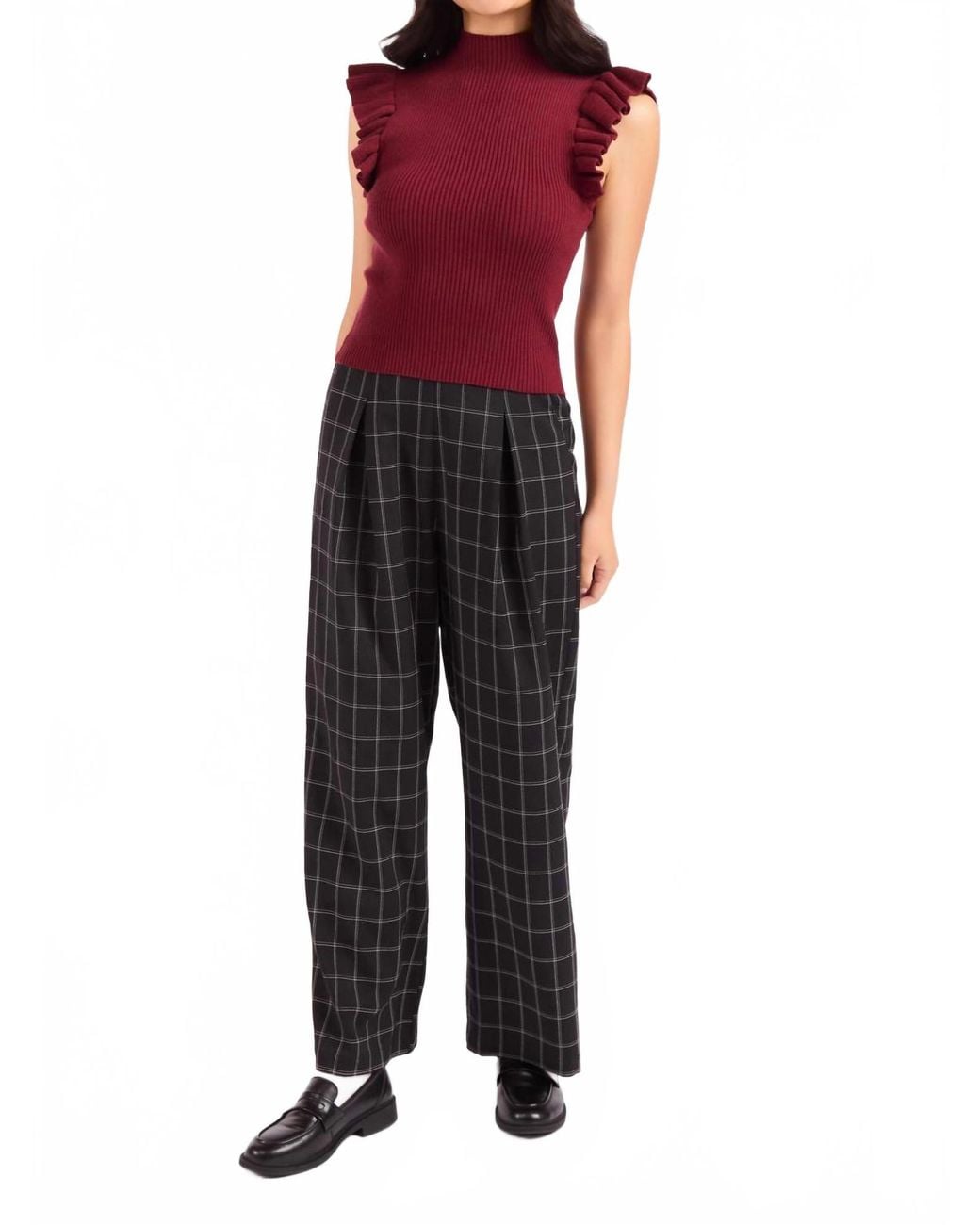 Sadie & Sage Tiffany Delicate Ruffle Top in Red | Lyst