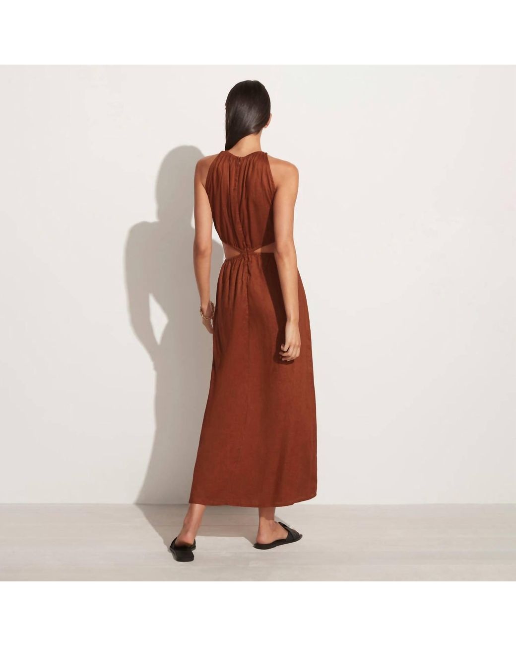 Faithfull The Brand Trapani Midi Dress in Brown | Lyst