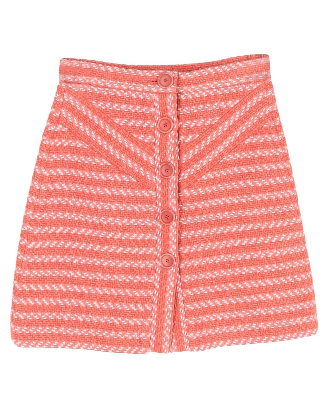 Maje Red Button-Front A-Line Mini Skirt
