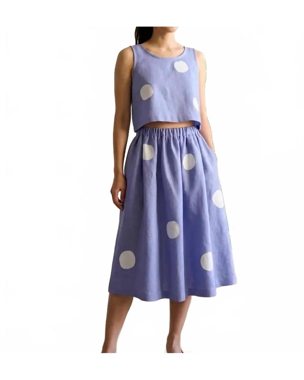 Jolene Blue Hydrangea Midi Skirt