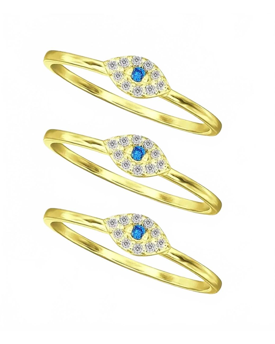 Macy's Yellow Cubic Zirconia Evil Eye Trio Stack Ring