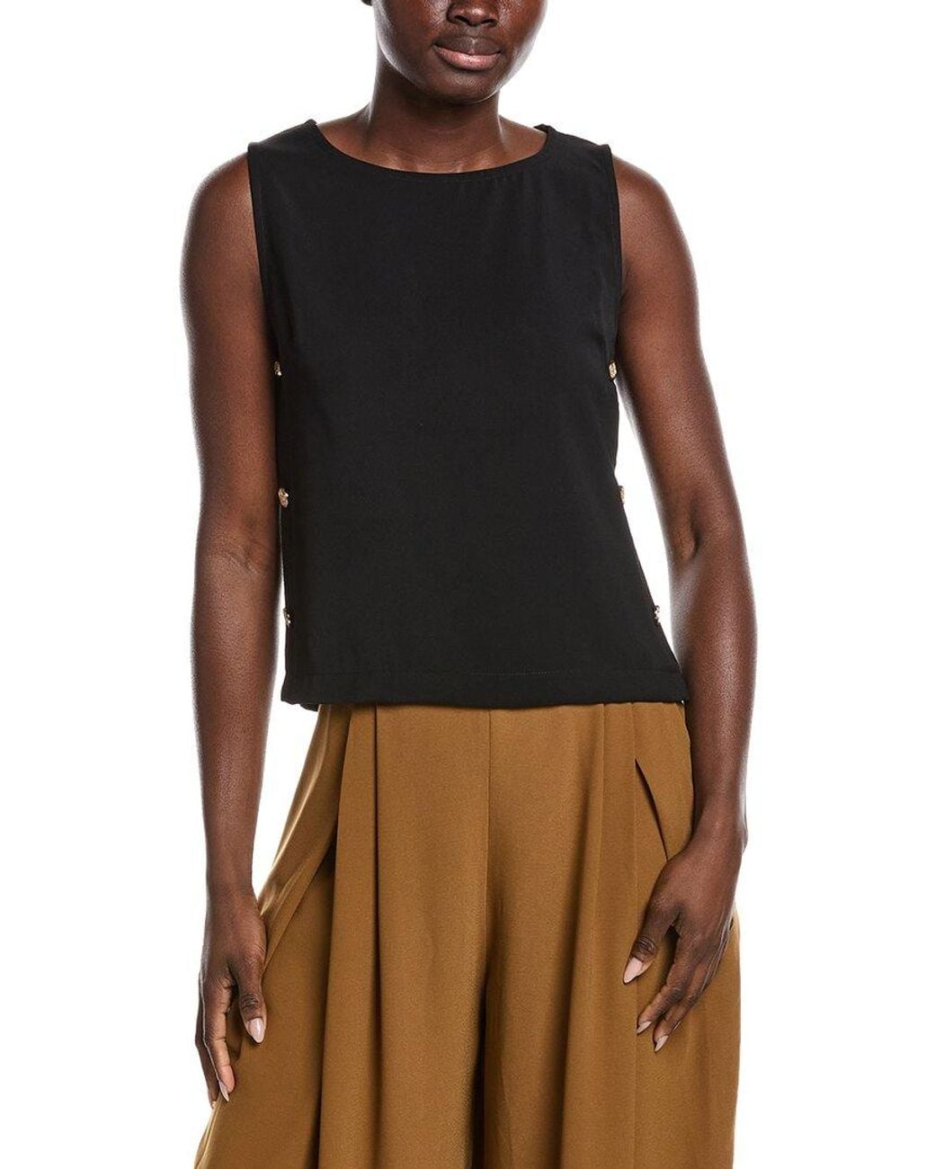 Gracia Brown Side Button Design Top