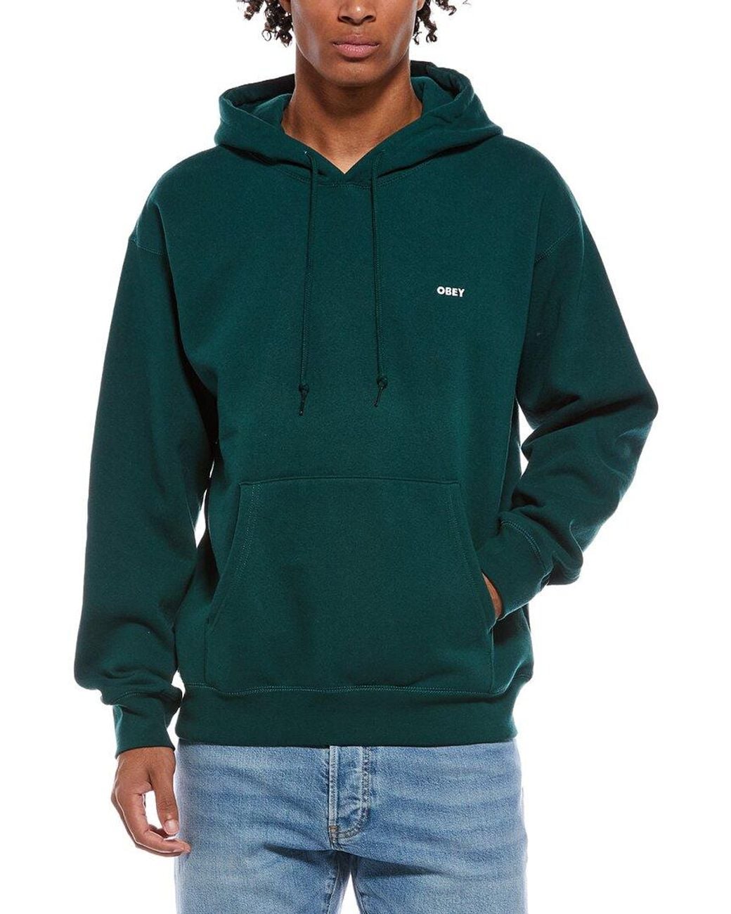 Obey Green Solid Hoodie for men