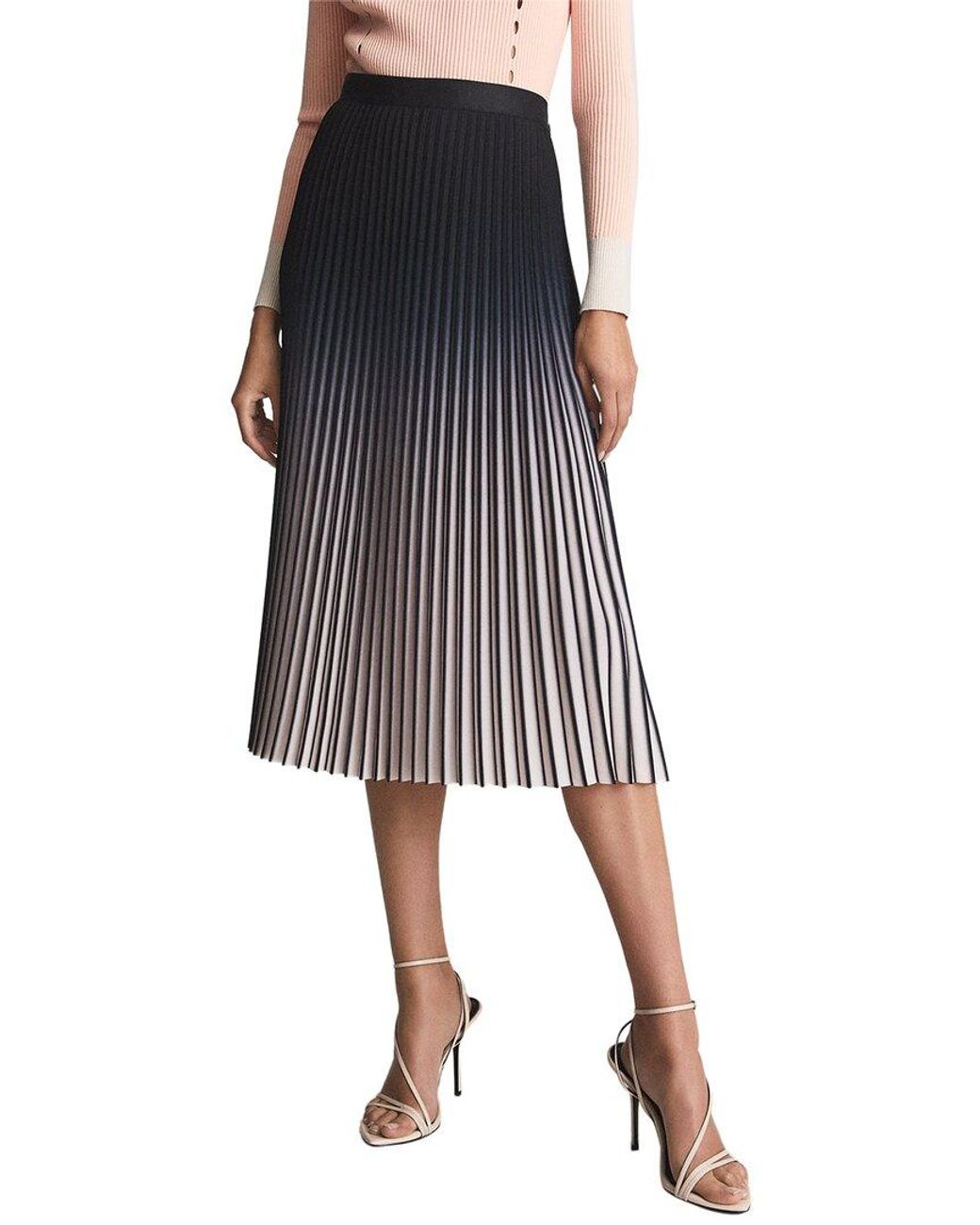 Reiss Marlie Ombre Pleated Midi Skirt in Black Lyst