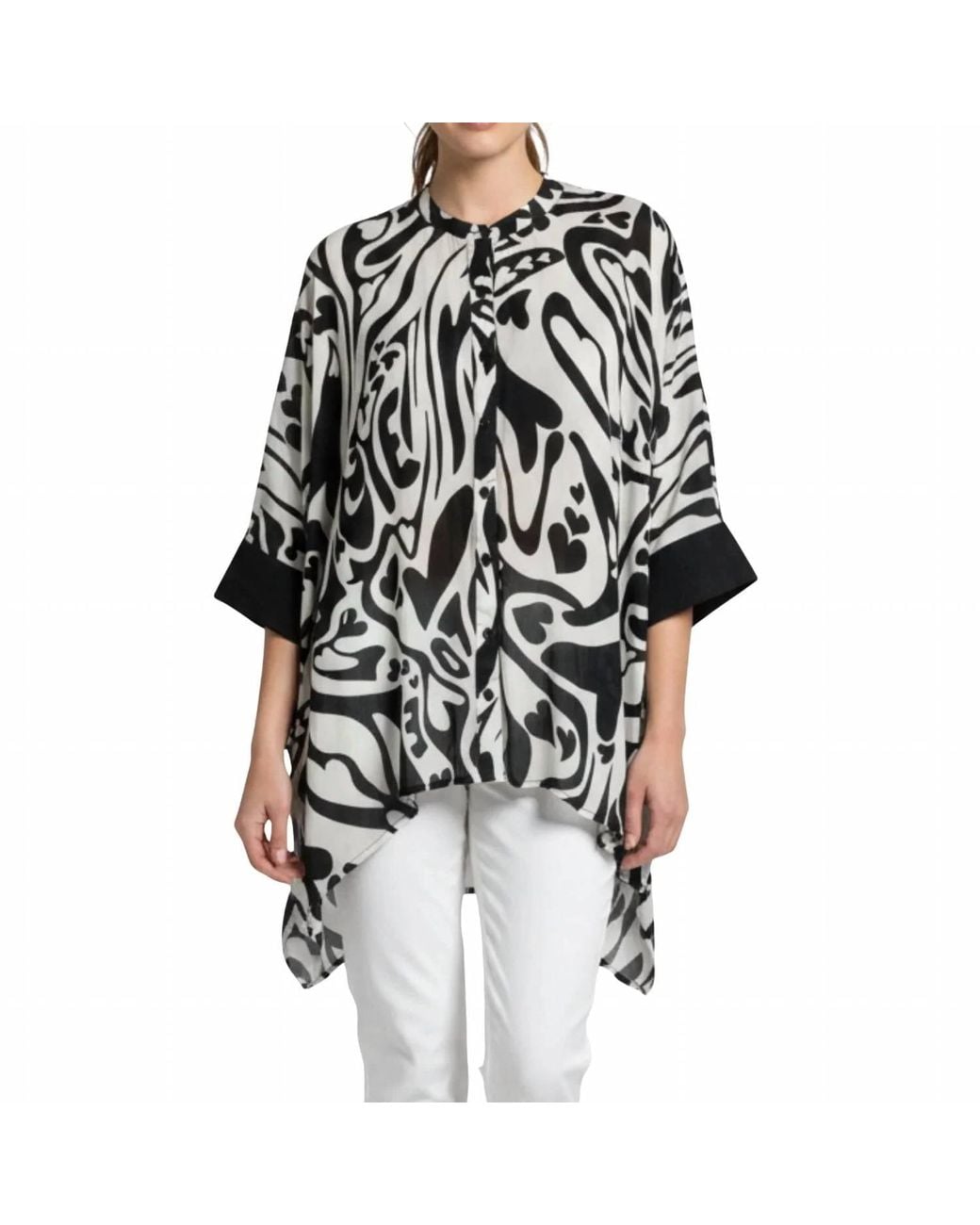 Apny Black Front Button Kimono