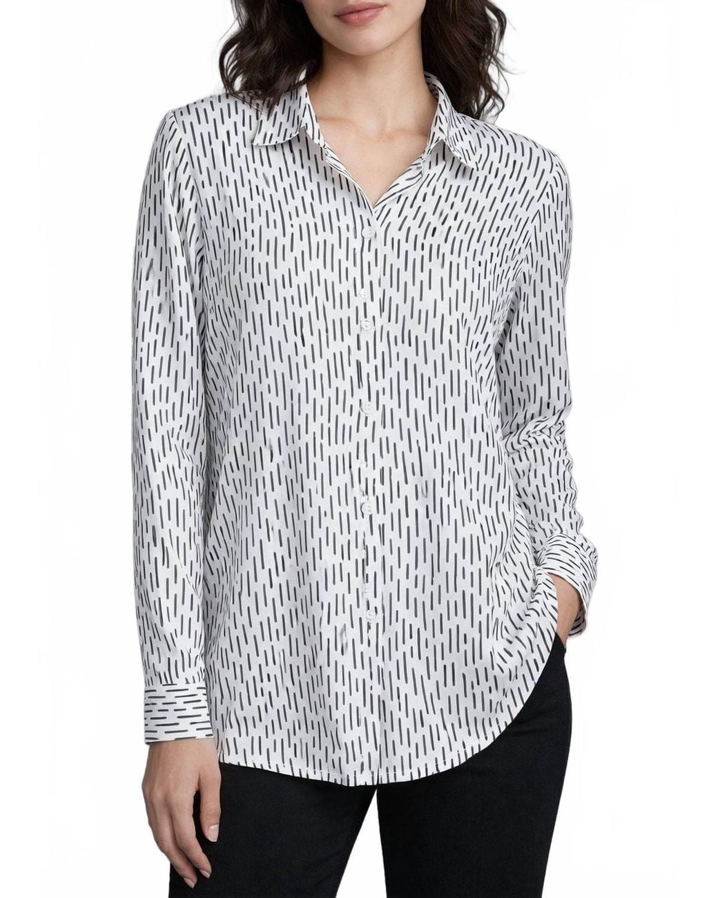 Apny Gray Collar Button Up Top