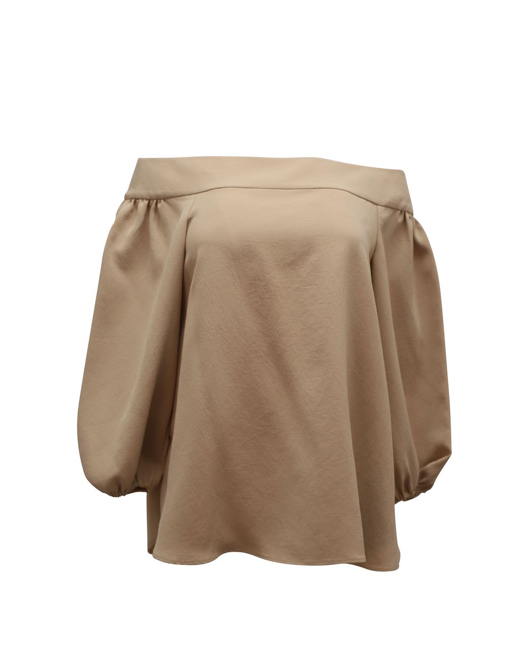 Tibi Natural Off-Shoulder Sculpted Sleeve Top