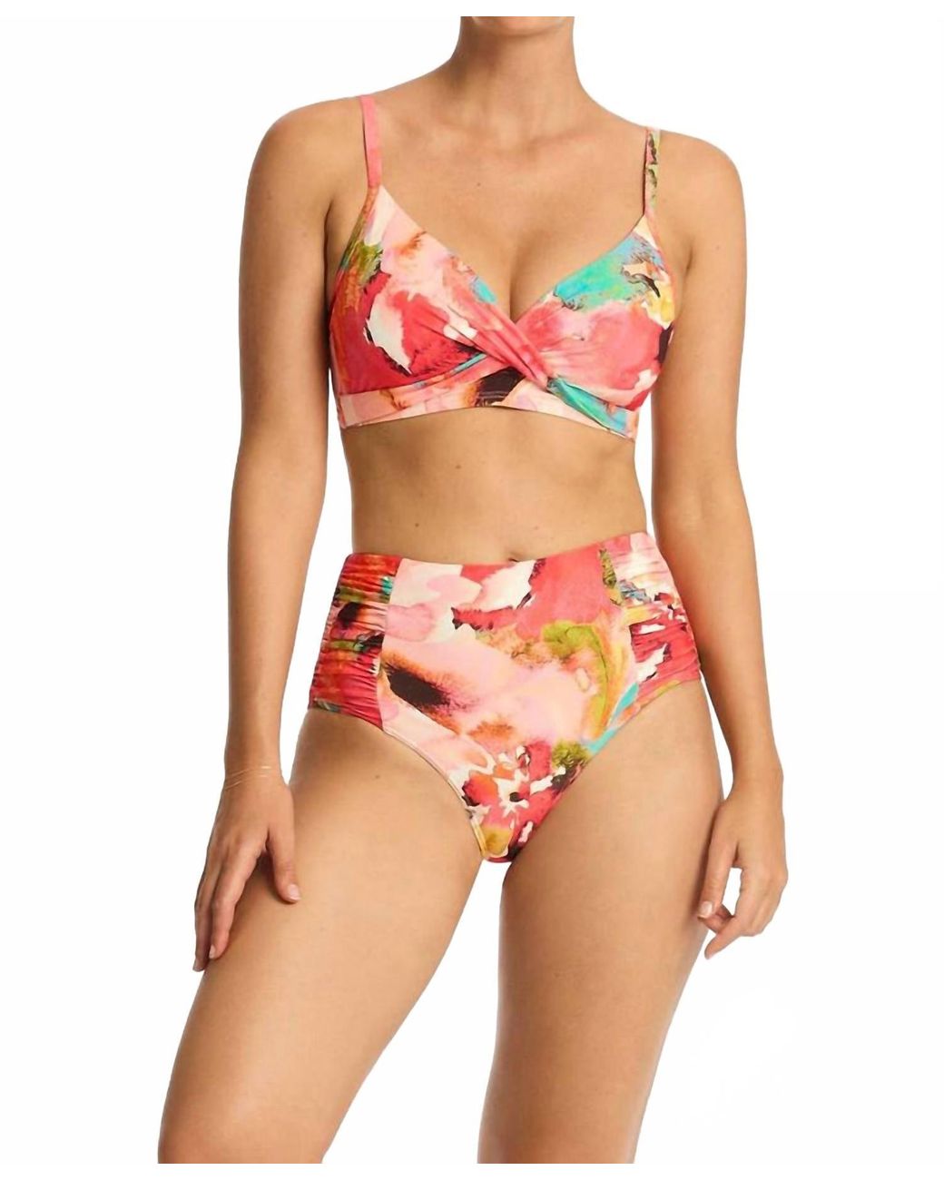 Sea Level Orange Cascade Dde Bikini Top