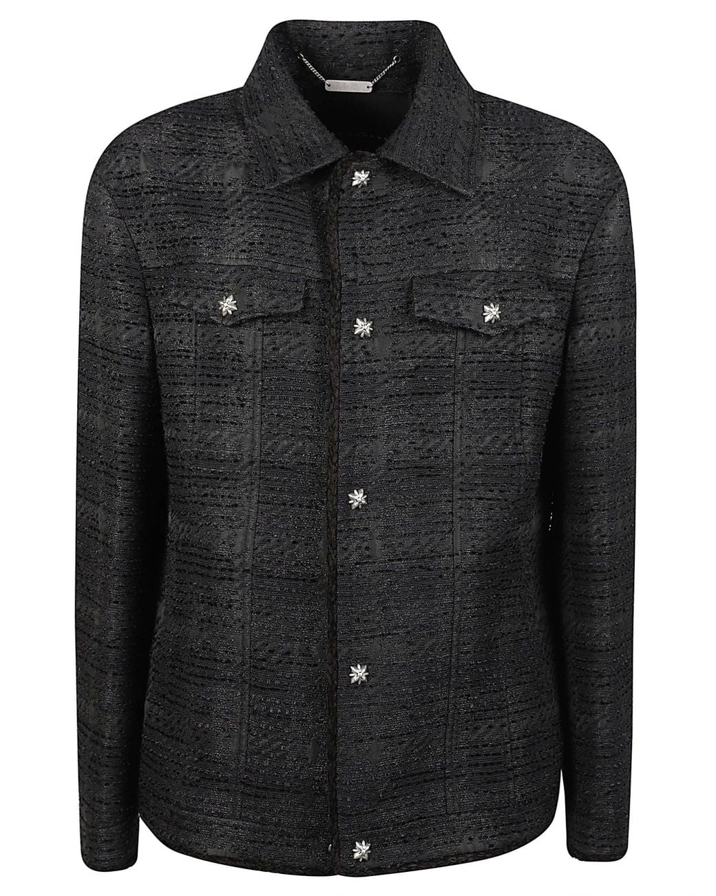 John Richmond Black Olvian Star Button Textured Jacket for men