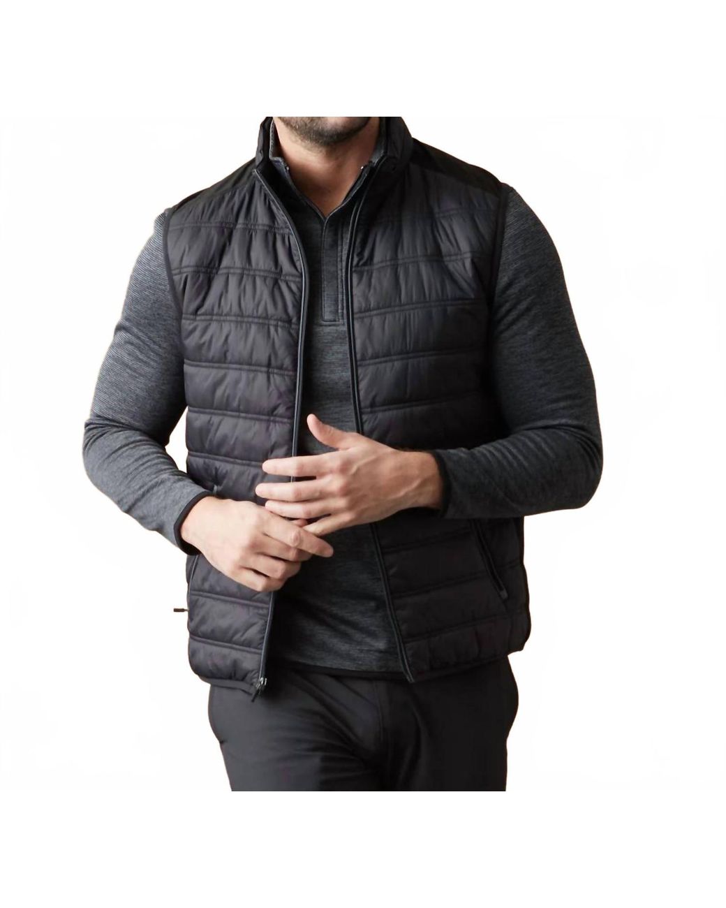 Flag & Anthem Black Madeflex Movement Performance Puffer Vest for men