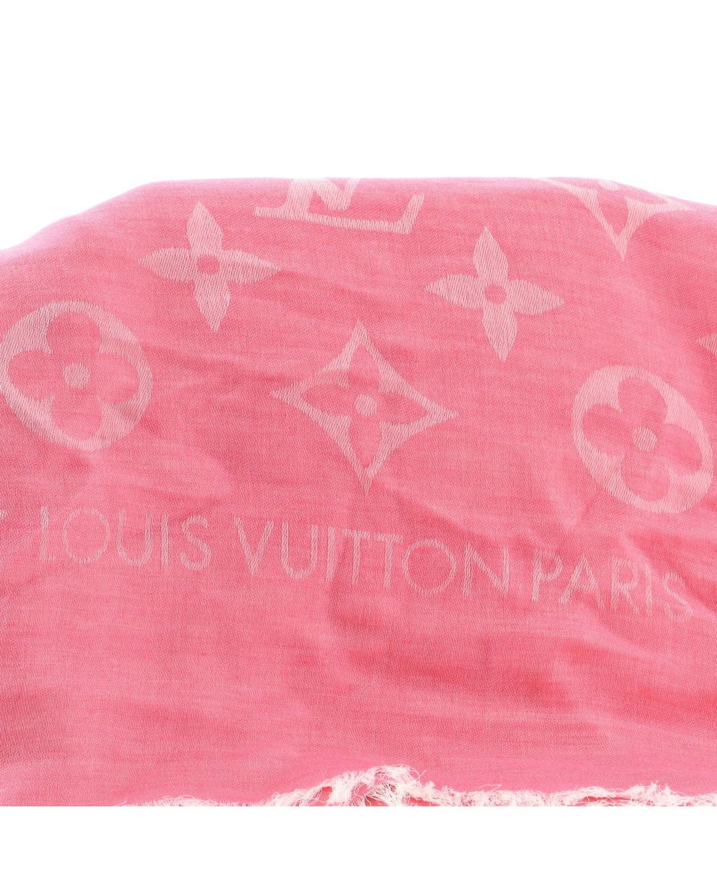Louis Vuitton Pale Pink Naturel Monogram Silk Wool Twill Shawl Scarf.. Get  the lo…