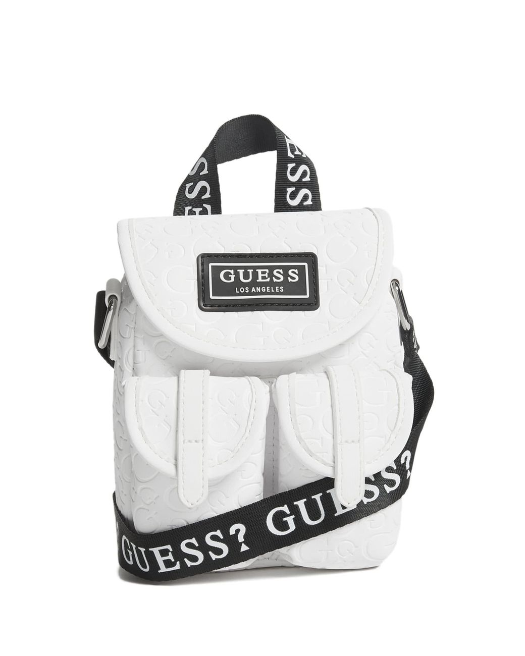 Guess Factory Mini Faux-leather Logo Backpack in White | Lyst