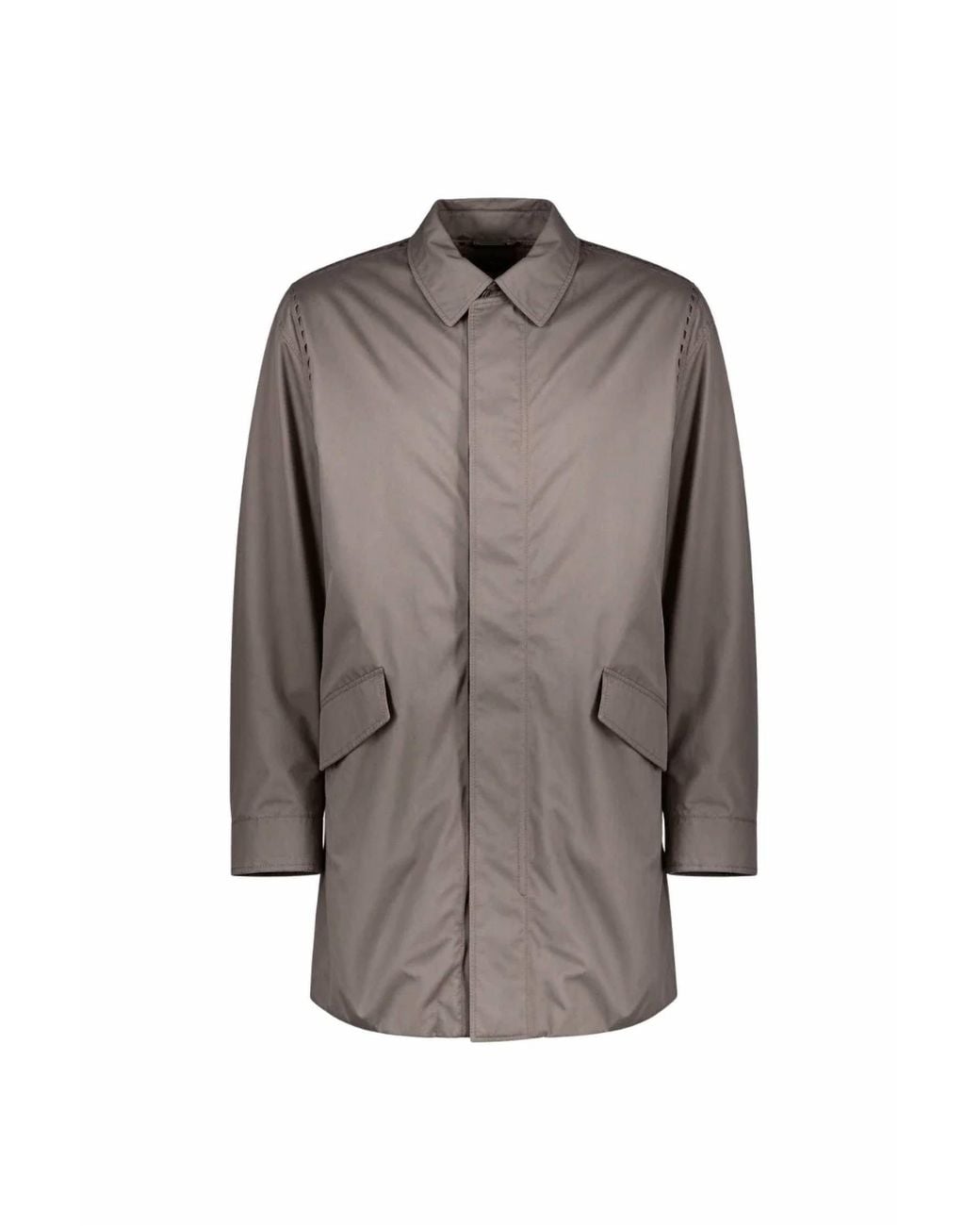 Moorer Brown Collared Mid-Length Jacket for men