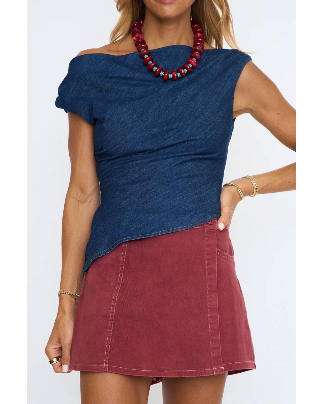 Line & Dot Blue Abo Top