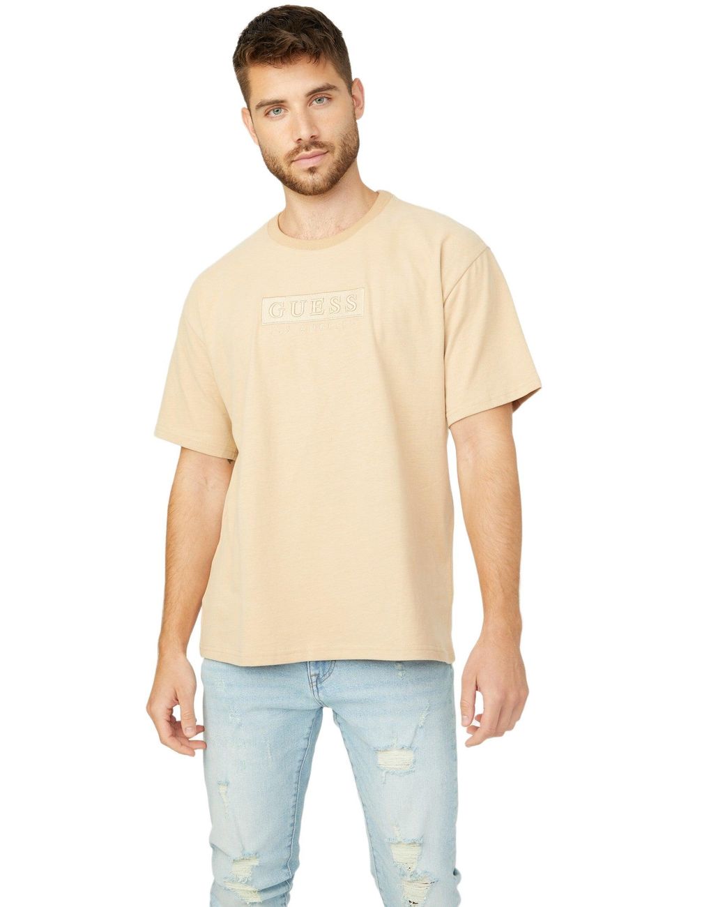 Guess Blue Harvey Logo Tee for men