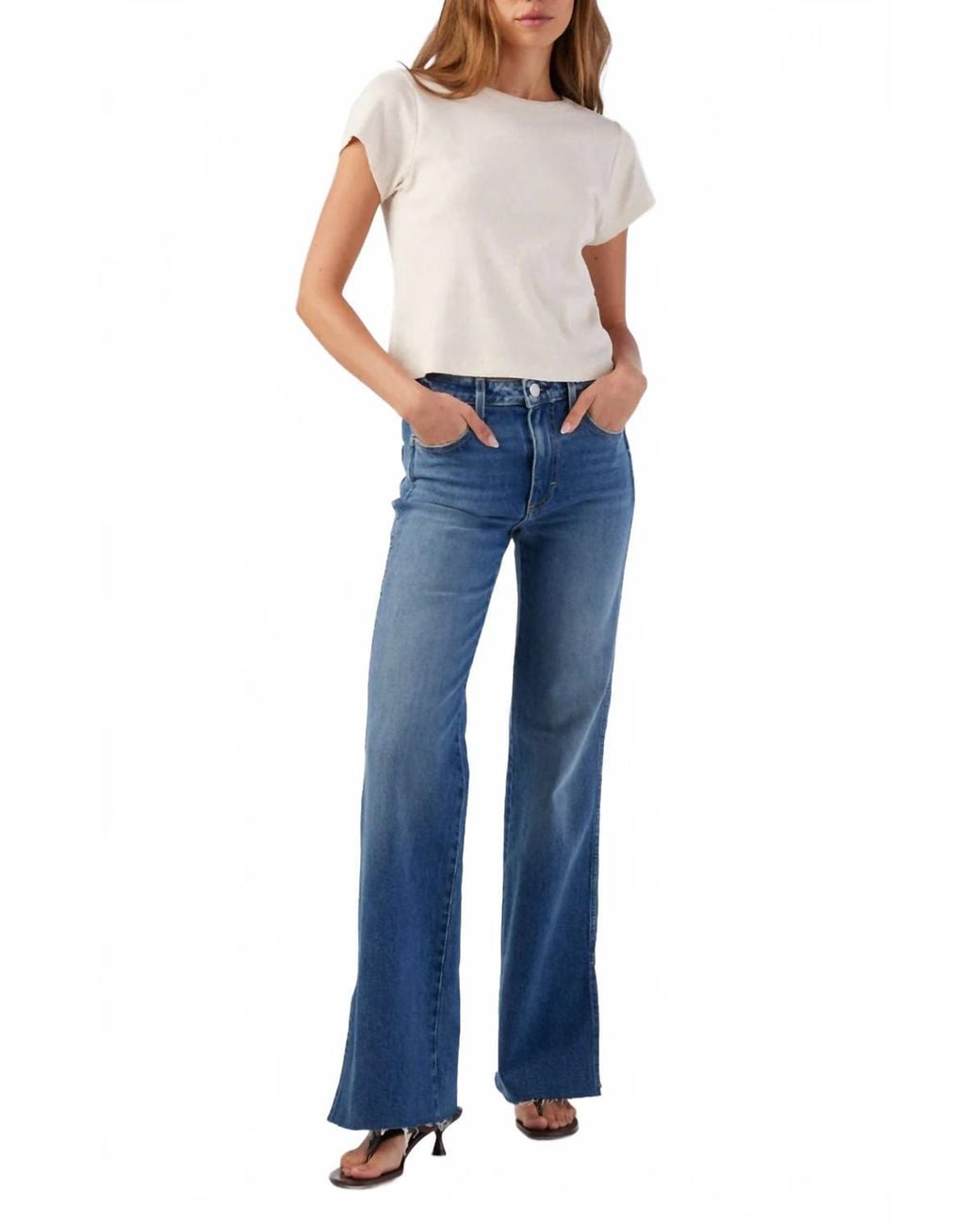 AMO Blue Georgia Split Flare Jeans