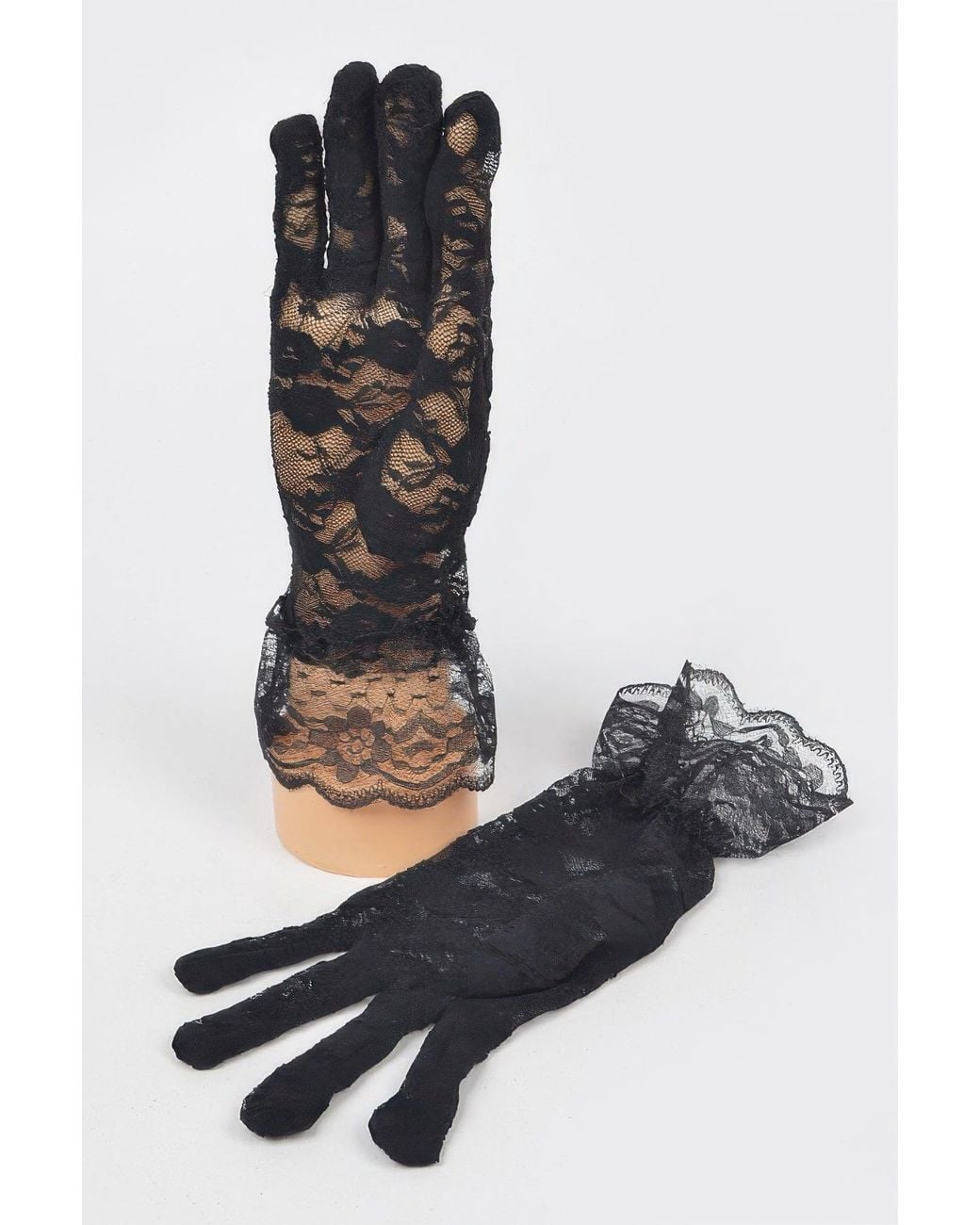 Fashnzfab Black Delicate Lace Gloves