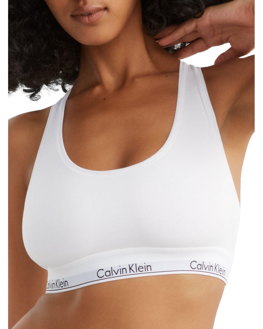 Calvin Klein Modern Cotton Racerback Bralette in White