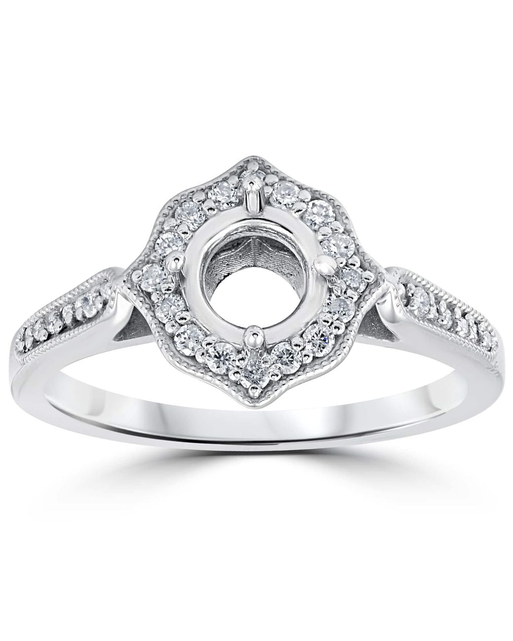 Pompeii3 1/5Ct Vintage Halo Diamond Engagement Ring Setting 14K With ...
