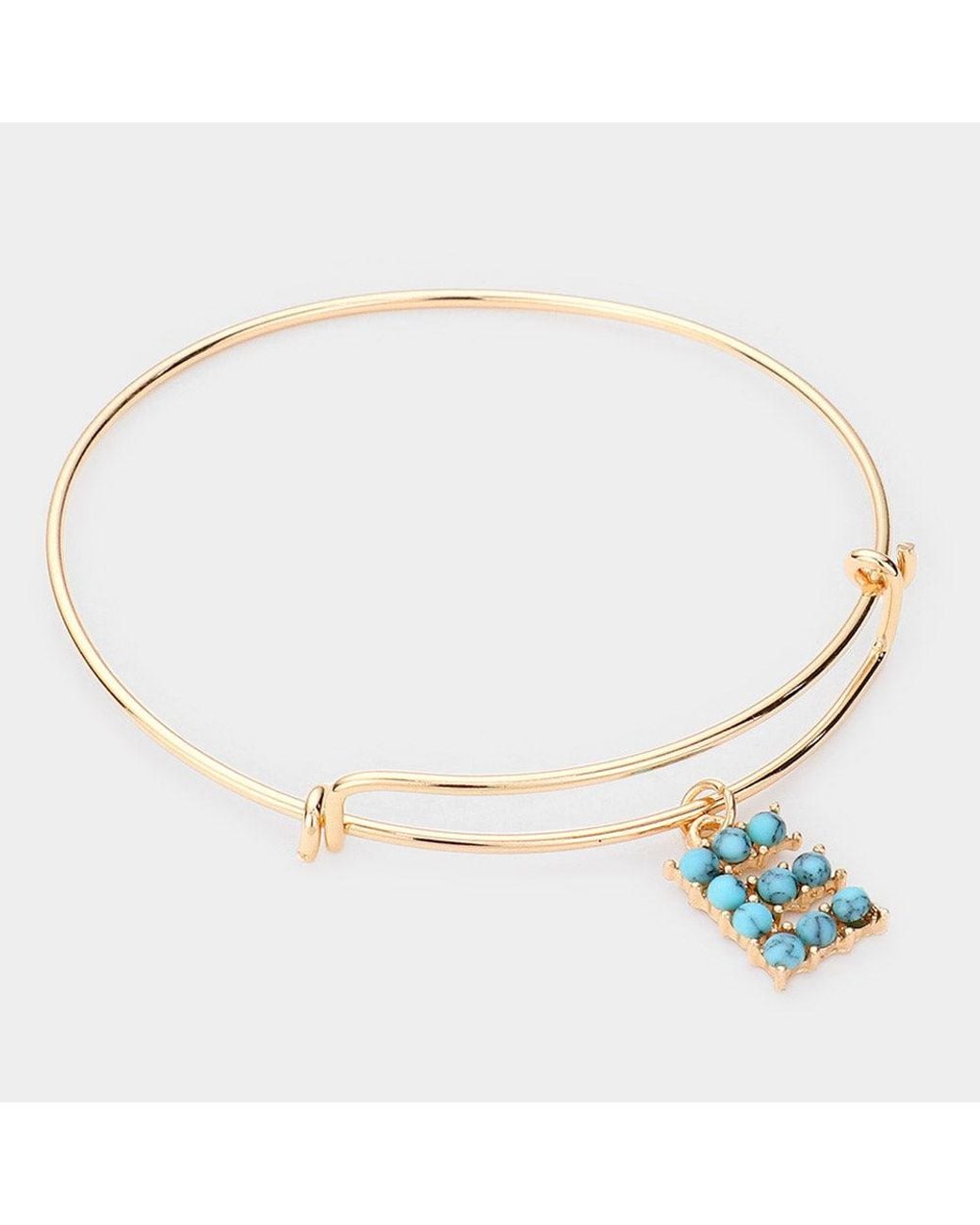 Fashnzfab Metallic E- Embellished Initial Monogram Charm Bracelet
