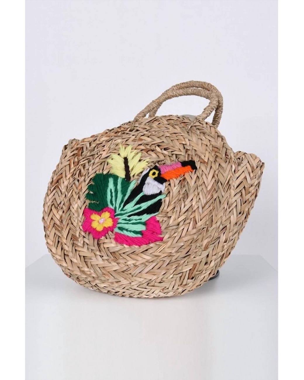 Molly Bracken Raffia Basket With Embroidered Design Bag in Natural | Lyst