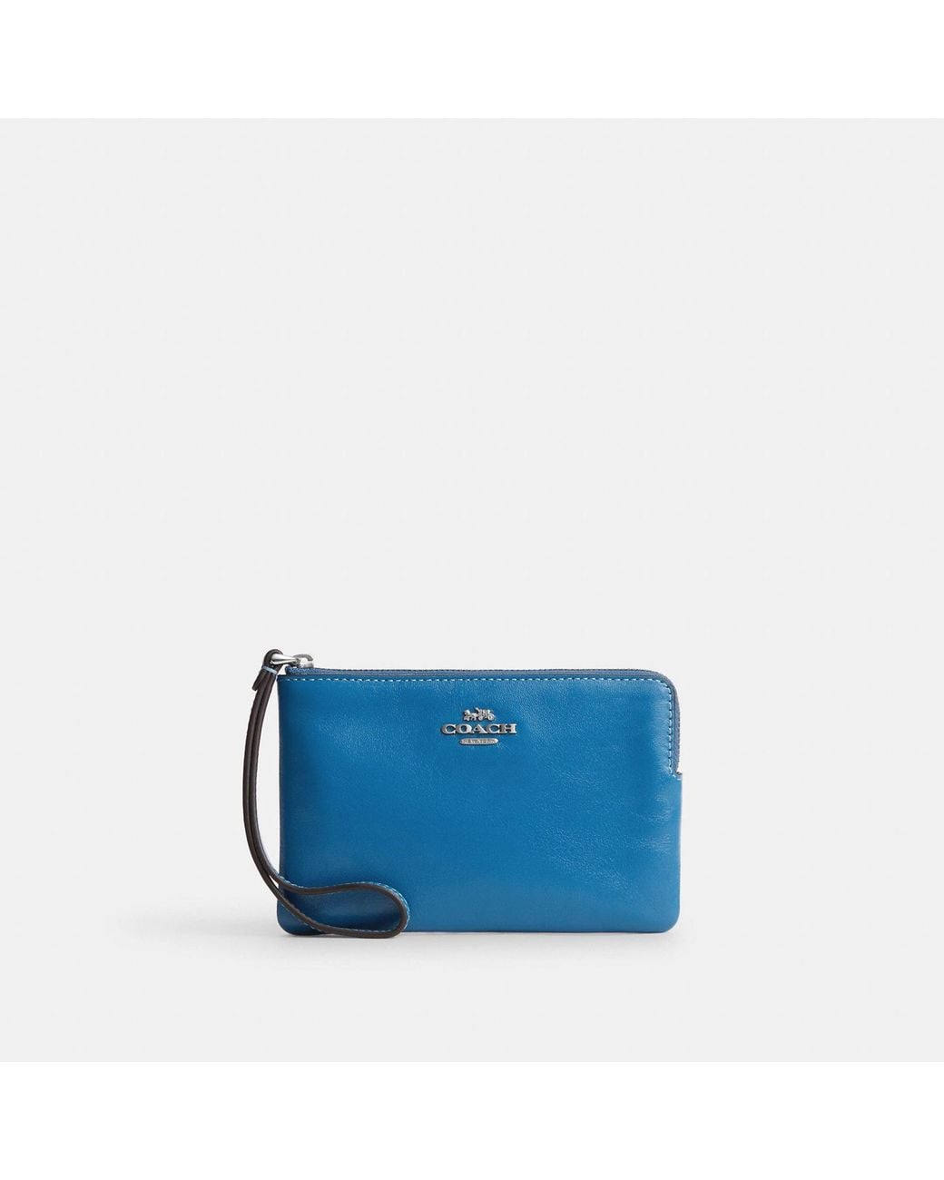 COACH Blue Corner Zip Wristlet