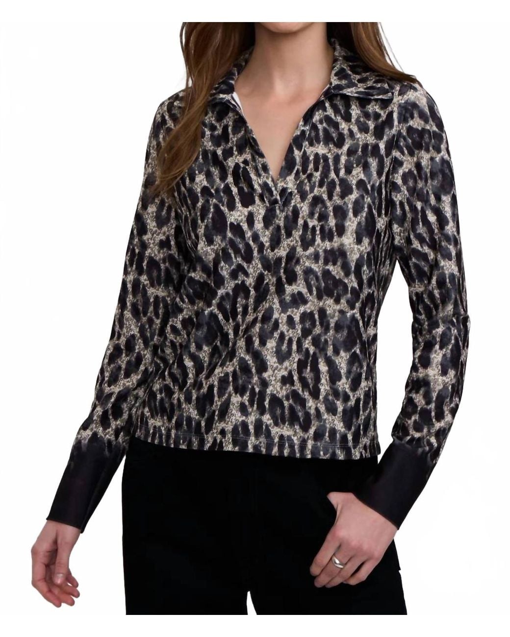 Foxcroft Black Cheetah Print Blouse