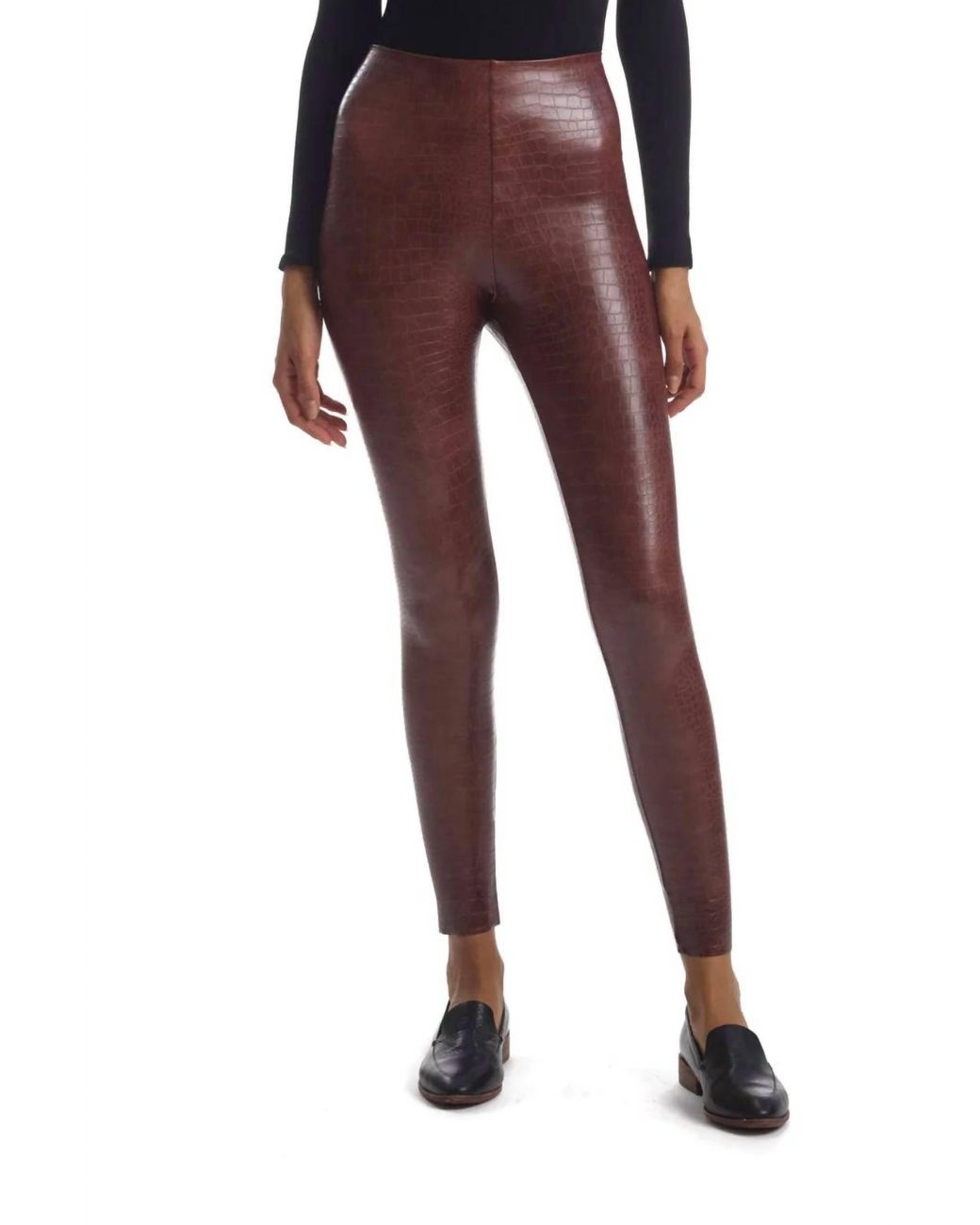 Commando Faux Leather Animal Legging in Red