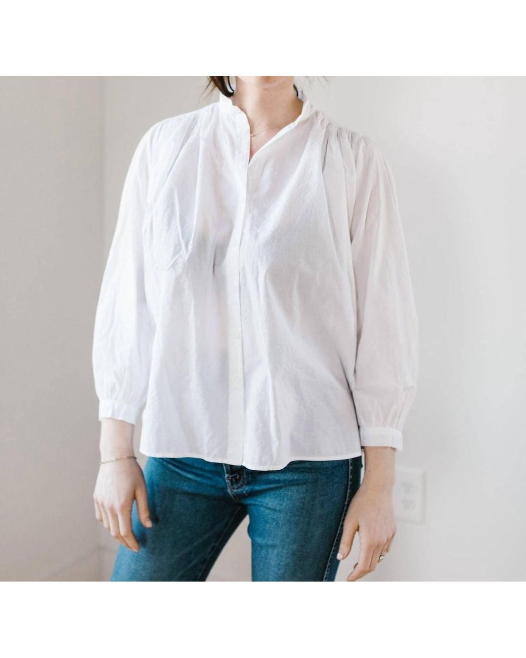 A SHIRT THING White Flora Collared Button Down Shirt