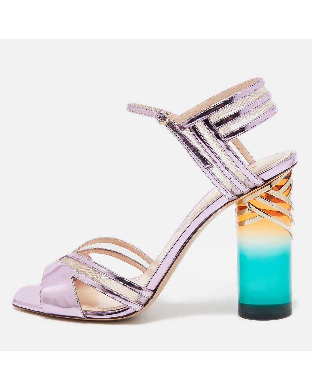 Nicholas Kirkwood Pink Metallic Leather And Mesh Zaha Ankle Strap Sandals