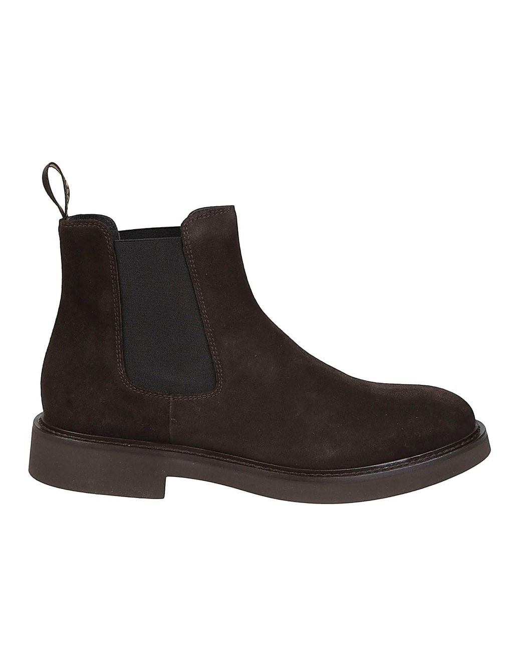 Doucal's Black Flat Suede Elastic Side Panels Ankle Boots for men
