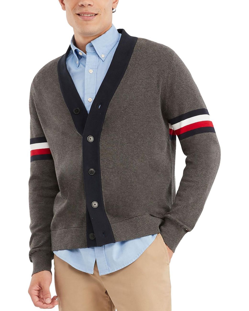Tommy Hilfiger Bill Button Front Colorblocked Cardigan Sweater in Gray for  Men | Lyst