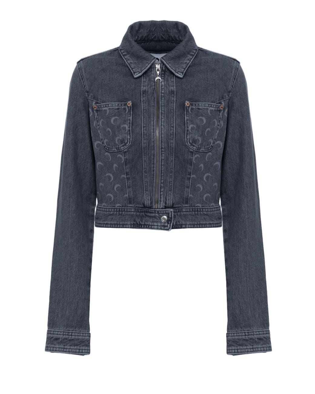 MARINE SERRE Blue Moon Pattern Denim Jacket