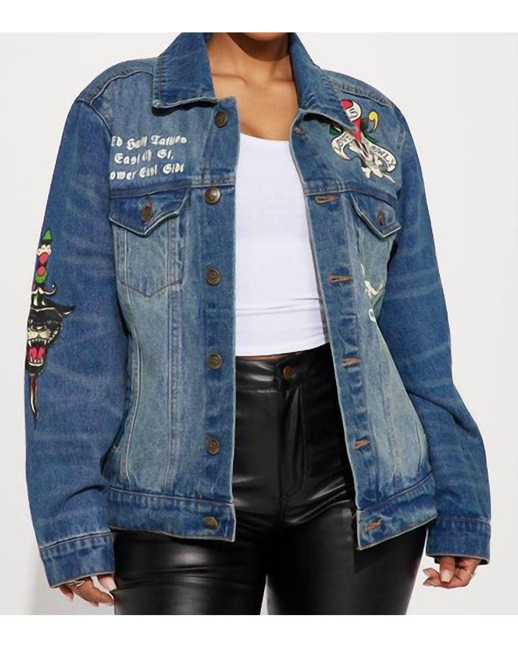 Ed Hardy Blue Flame Skull Denim Jacket