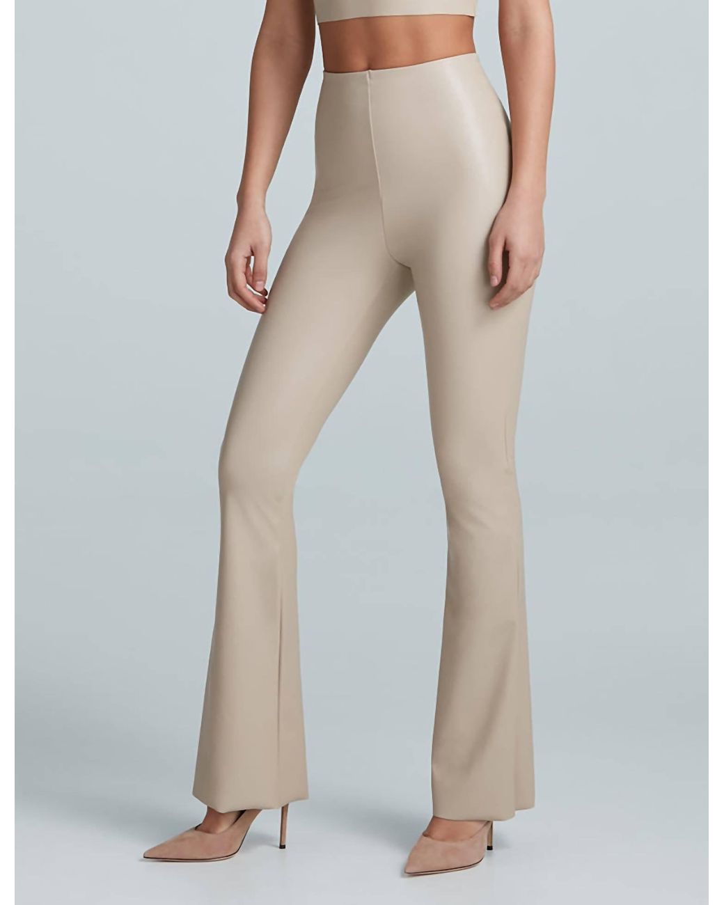 Commando Faux Leather Flare Legging In Sand in Natural