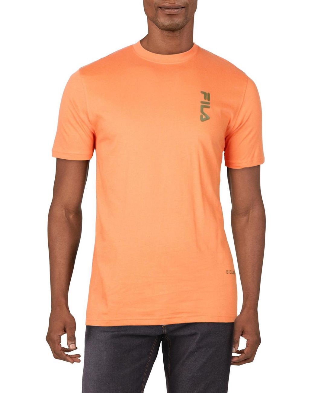 Fila Deckhand Cotton Crewneck Logo T-shirt in Orange for Men | Lyst
