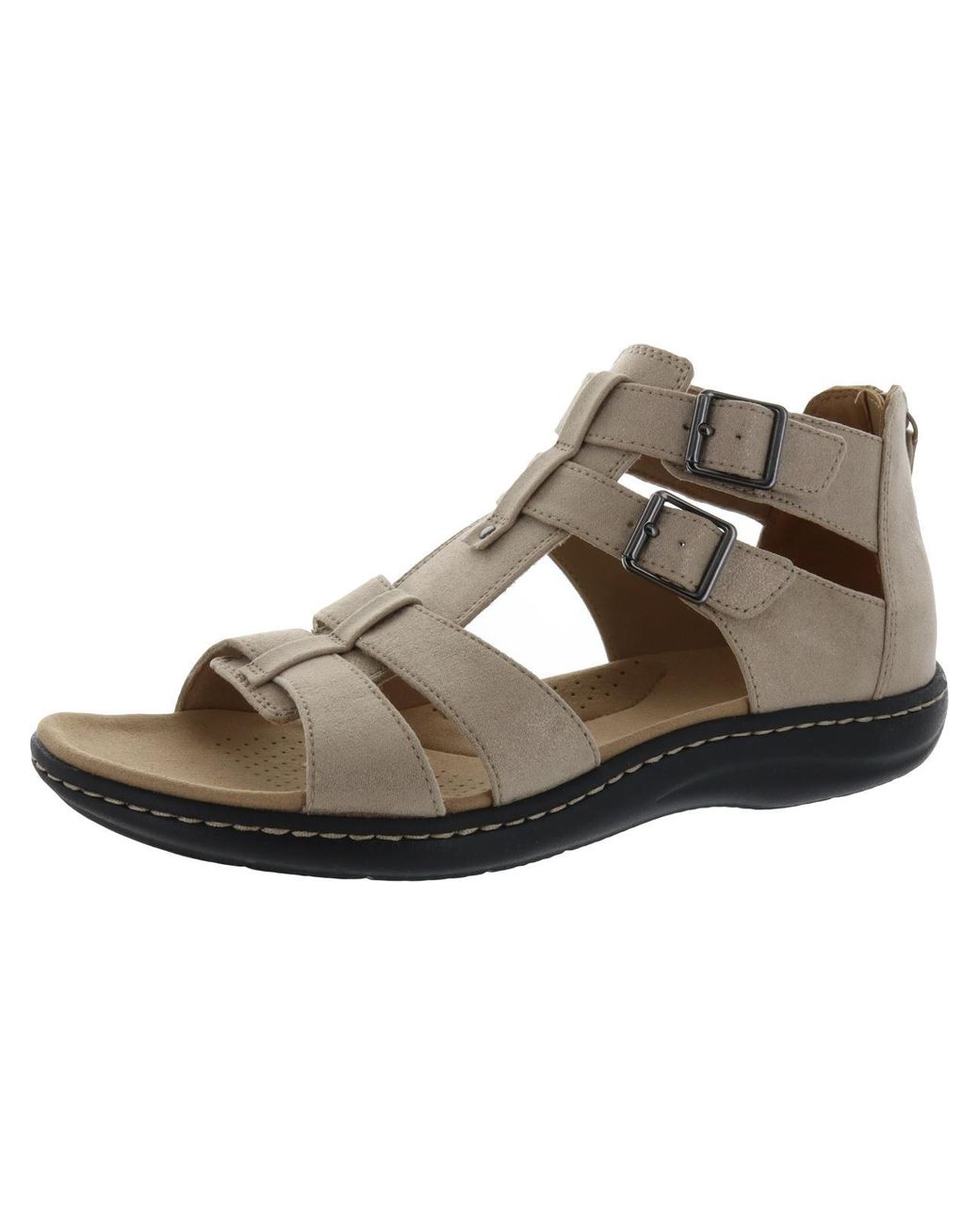 Clarks Laurieann Remi Leather Ankle Strap Footbed Sandals in Brown Lyst