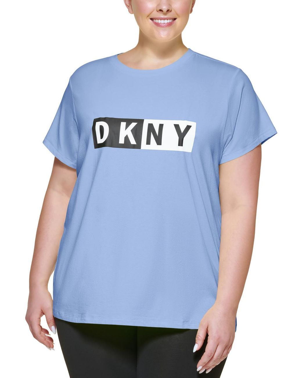DKNY Plus Logo Activewear Pullover Top in Blue | Lyst