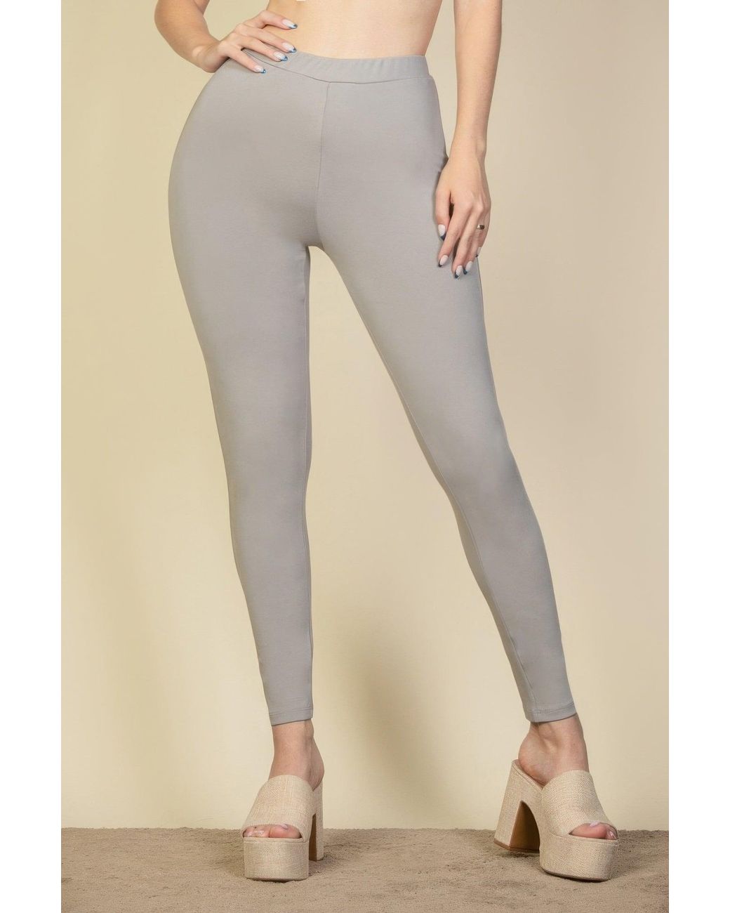 TRUEDAMES Natural Solid High Waist Legging