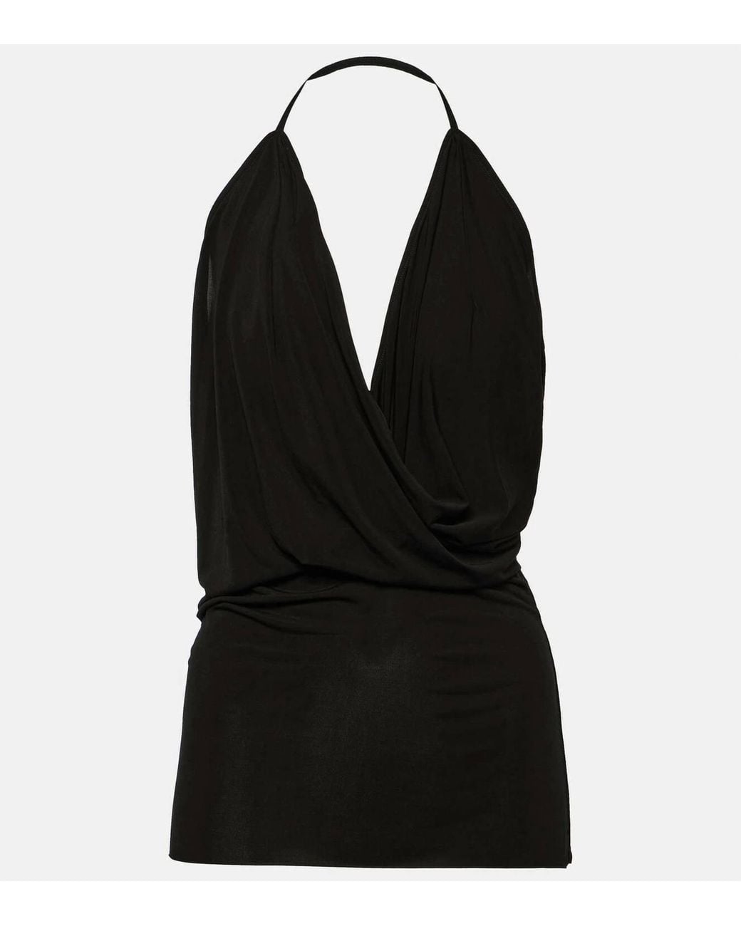 Rick Owens Black Halter Draped Top